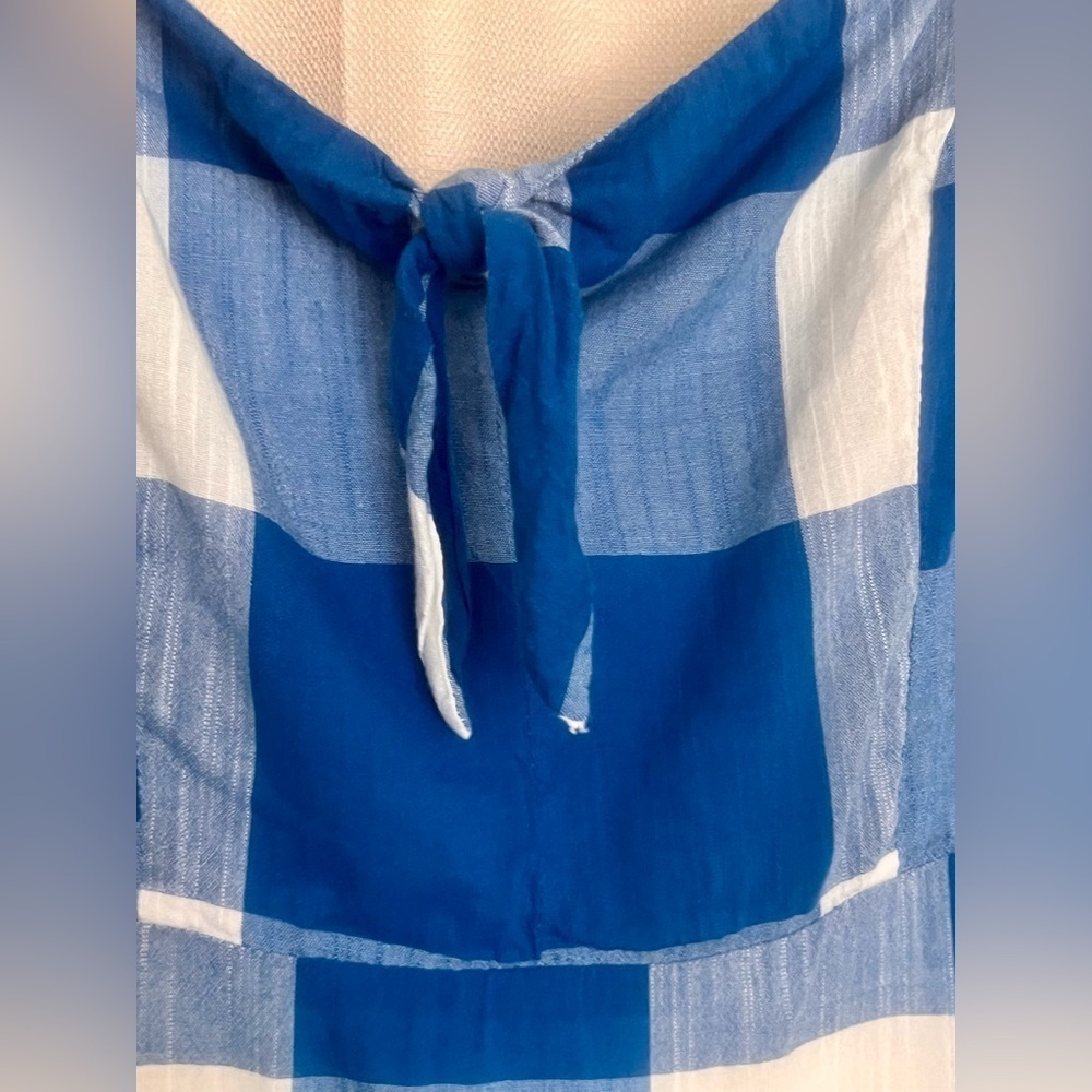 Old Navy Blue White Buffalo Plaid Cami Dress Size M - Picture 3 of 6